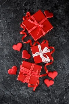 Red gift boxes Stock Photos