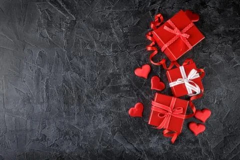 Red gift boxes Stock Photos