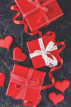 Red gift boxes Stock Photos