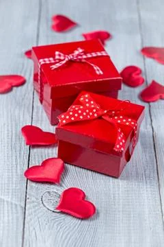 Red gift boxes Stock Photos