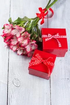 Red gift boxes Stock Photos