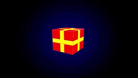 Red Gift Boxes with Yellow Ribbons glowing in darkness during festive season Stock-Footage 345320839