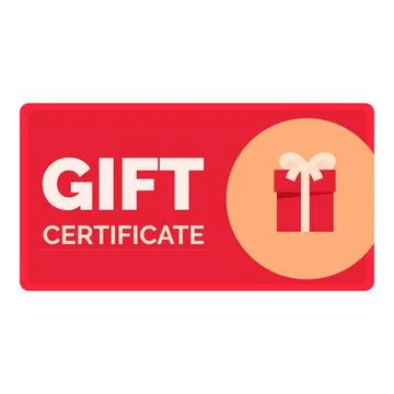 Red gift certificate with present icon offering discounts and promotions 스톡 일러스트