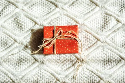 The red gift craft box. Stock Photos