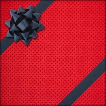 Red gift with dark bow Stock Photos
