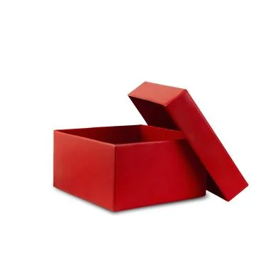 Red gift empty open box insulated on a white background. Stock Photos