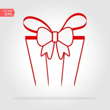 Red Gift. Isolated vector icon, sign, emblem, pictogram. Flat style for desig Illustrazione stock