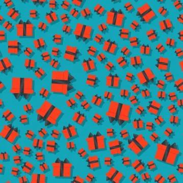 Red gift pattern. Seamless vector illustration for the holiday. The template is Illustrazione stock