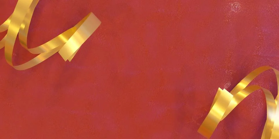 Red gift present background design wallpaper with golden ribbon 3d render Illustrazione stock