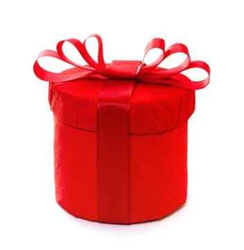 Red gift with a red bow. isolate on white background Stock Photos