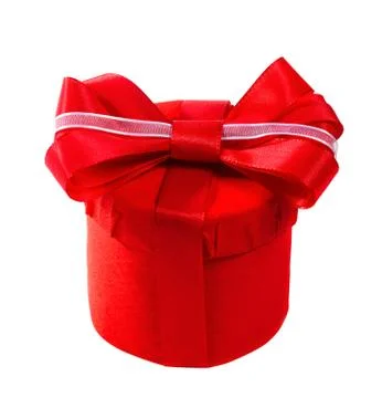 Red gift with a red bow. isolate on white background Stock Photos