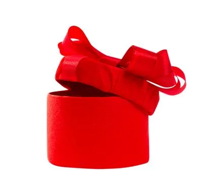 Red gift with a red bow. isolate on white background Stock Photos