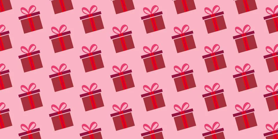 Red Gift Seamless Pattern Background Stock Illustration