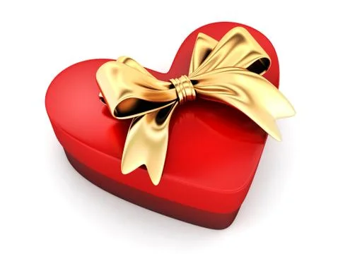 Red gift in shape heart. 3d illustration Stock Illustration
