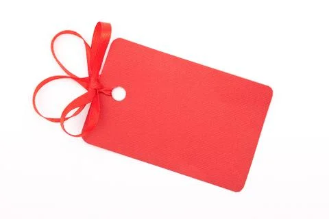 Red gift tag with bow Stock Photos