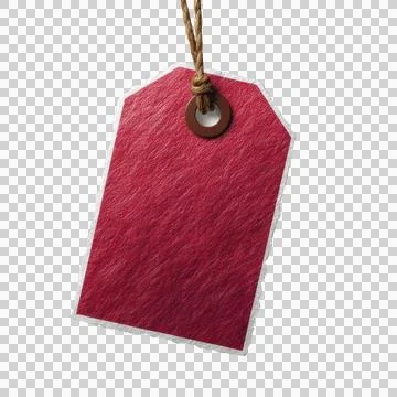 Red gift tag with string and metal ring, nobody, isolated Stock Photos