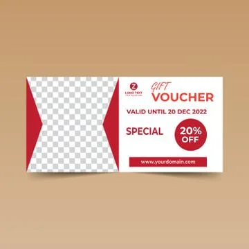 Red Gift Voucher Design Template Stock Illustration