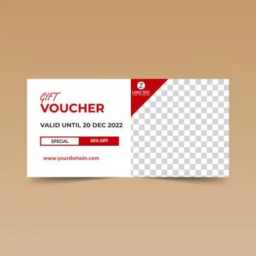 Red Gift Voucher Design Template 库存插图