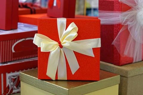 Red gift wrap bow Stock Photos