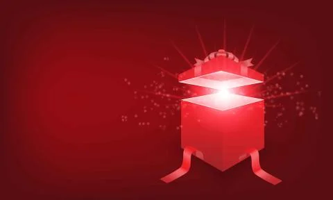 A red giftbox on red background Stock Illustration