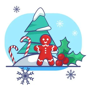 Red gingerbread Man on white isolated backdrop Stock Illustration