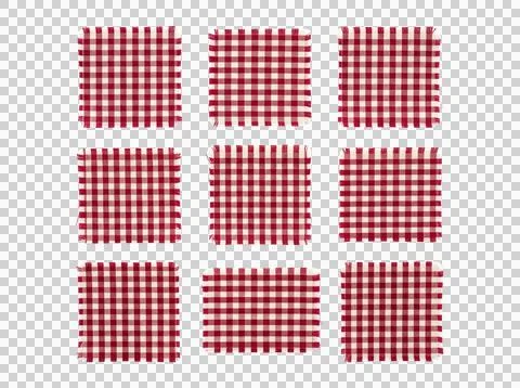 Red gingham fabric coasters for rustic kitchen table decor. Stock Photos