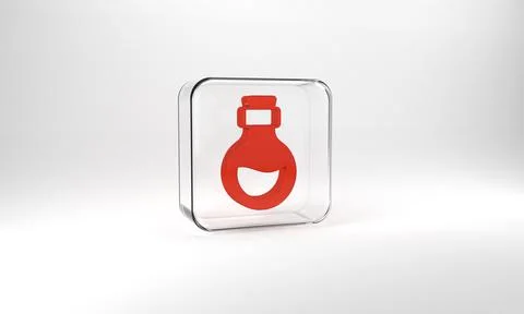 Red Glass bottle with magic elixir icon isolated on grey background. Computer Illustrazione stock