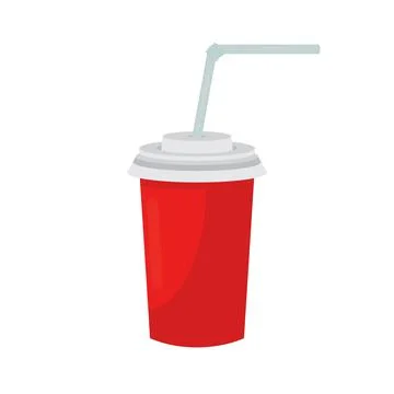 Red glass with cool drink. Vector illustration isolated on a white background Illustrazione stock