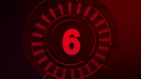 Red glass countdown animation in 3d Stock Footage 235687031