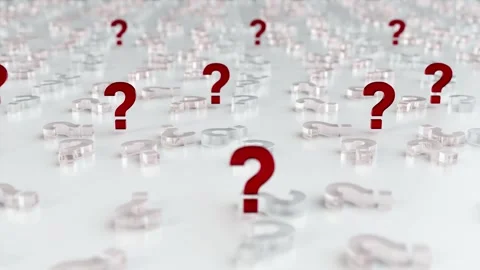 Red Glass Question Mark Horizontal Movement Looped 4k Stock Footage 265030112