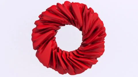 Red glass shape. White background. Abstract illustration, 3d rendering. Stock Illustration