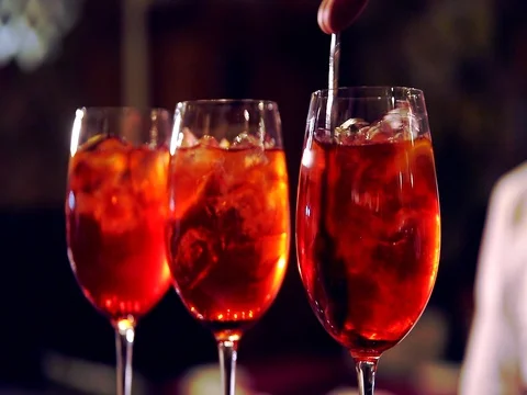 Red glasses with alcohol Stock Footage 85234680