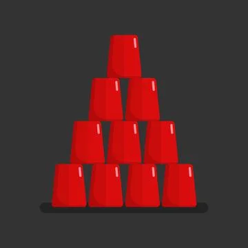 Red glasses stacked in a pyramid tower Stock Illustration