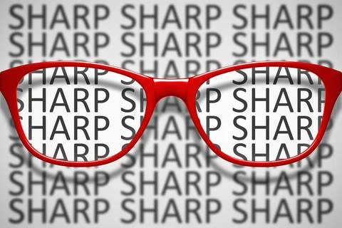 Red glasses with text sharp and blurred 3d illustration of red glasses wit... Stock Photos