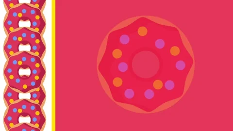 Red Glazed Donut with Pink Pattern Background Stock Footage 335637457