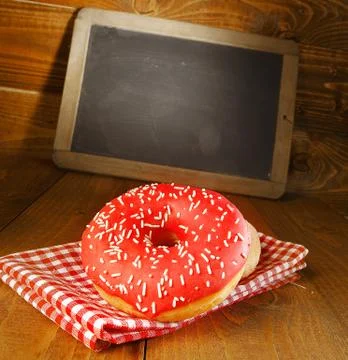 Red glazed fresh doughnut Stock Photos