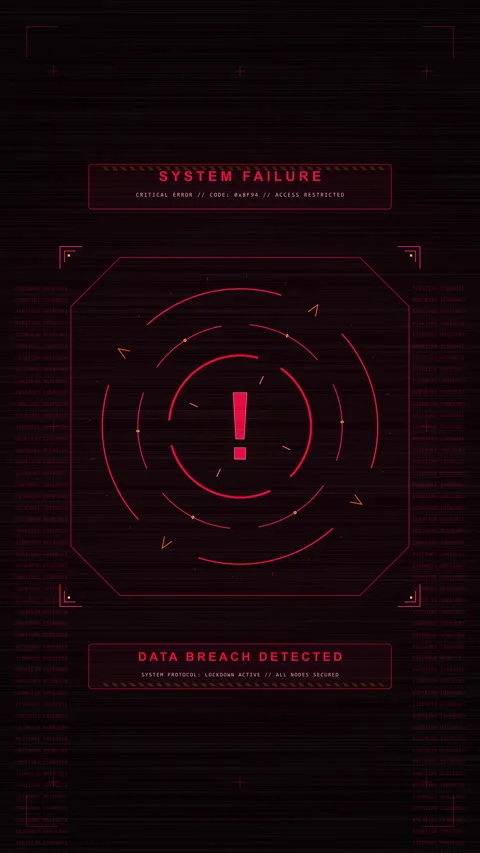 Red glitch warning HUD animation with radar scan loop and scifi alert Stock Footage 346649929