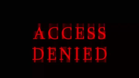 Red Glitched Access Denied Text Overlay with Cinematic Digital Corruption E.. Stock Footage 343415713