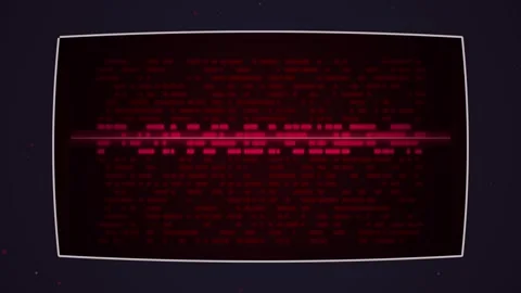 Red Glitchy Text on Dark Screen, Retro Computer Monitor Display Glitch Effect Stock Footage 348794014