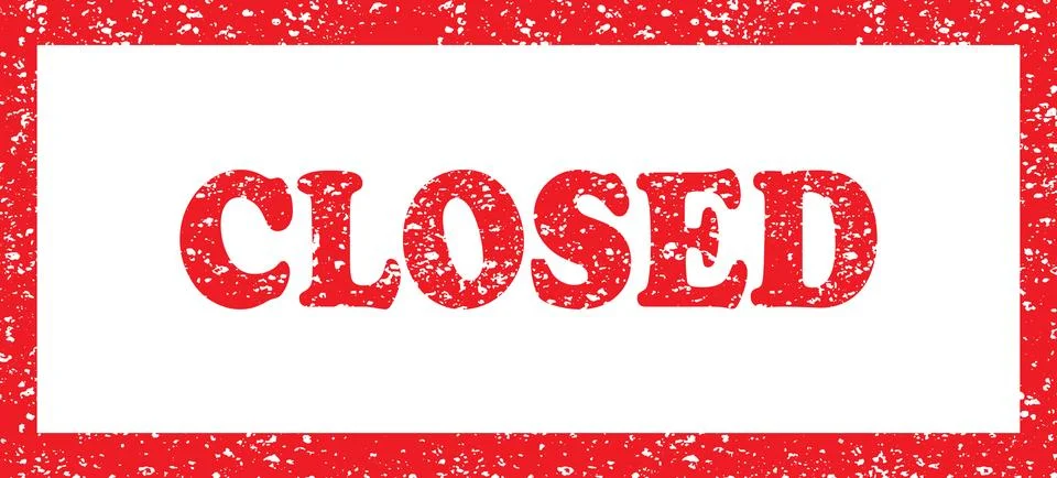 Red glitter closed sign with frame Stock Illustration