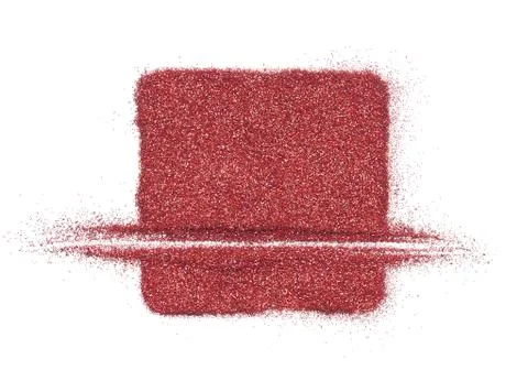Red glitter in the form of a square stencil Stock Photos