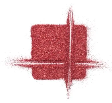 Red glitter in the form of a square stencil Stock Photos