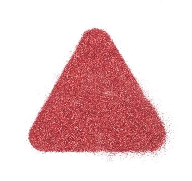 Red glitter in the form of a triangle stencil Stock Photos