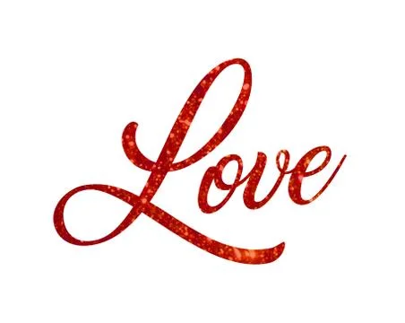 Red glitter of isolated hand writing word LOVE Stock Illustration