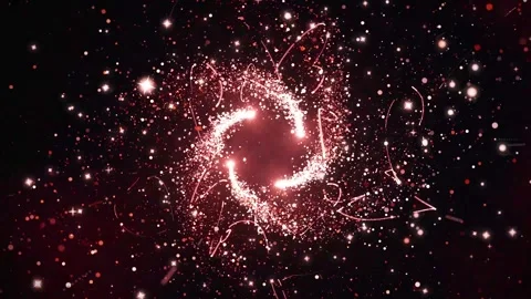 Red Glitter Logo Reveal with Sparkling Particle Ring and Luminous Light Trail 스톡 동영상 341960033
