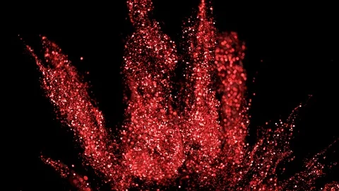 Red Glitter Sparkle Particle Explosion Background Slow Motion alpha channel 4k Stock Footage 122428930