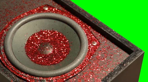 Red Glitter Speaker Green Screen Stock Footage