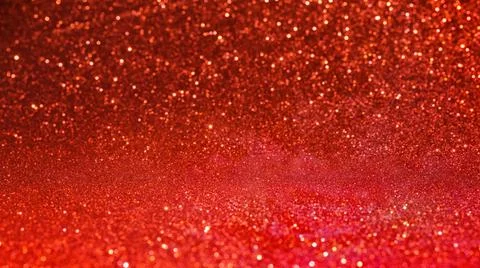 Red glittered fabric close up with selective focus Foto stock