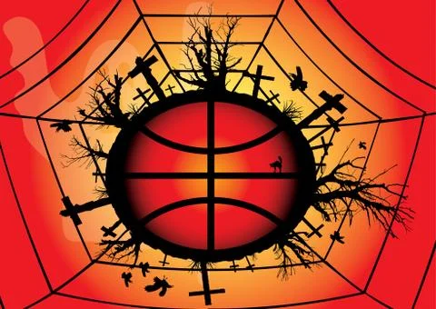 Red global halloween. Stock Illustration