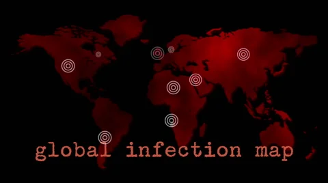 Red Global Infection Map Epidemic Stock Footage 42408413